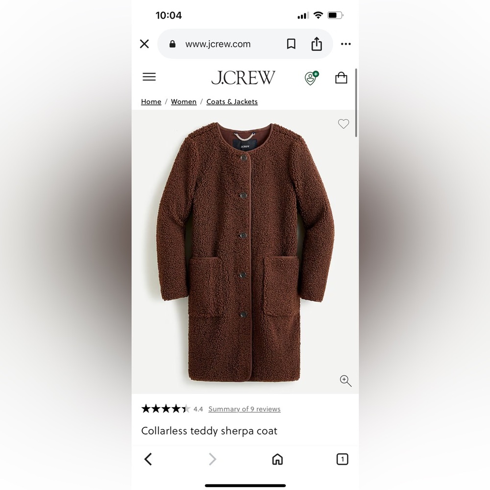 J. Crew Brown Teddy Sherpa Coat